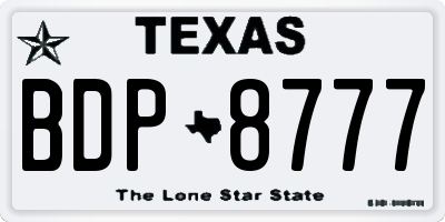 TX license plate BDP8777
