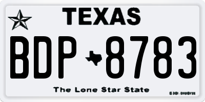 TX license plate BDP8783