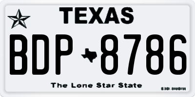 TX license plate BDP8786