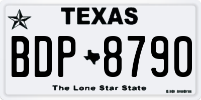 TX license plate BDP8790