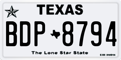 TX license plate BDP8794