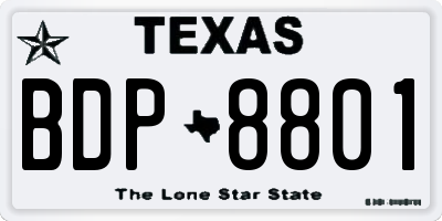 TX license plate BDP8801