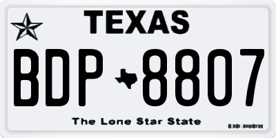 TX license plate BDP8807