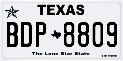 TX license plate BDP8809