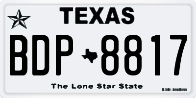 TX license plate BDP8817