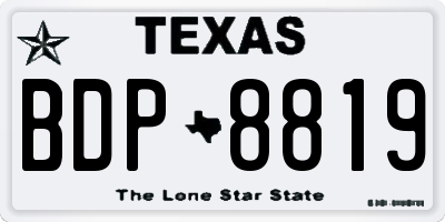 TX license plate BDP8819