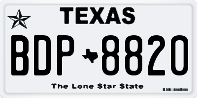 TX license plate BDP8820