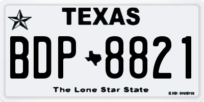 TX license plate BDP8821