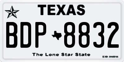 TX license plate BDP8832
