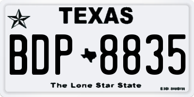 TX license plate BDP8835