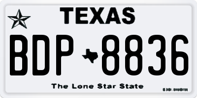 TX license plate BDP8836