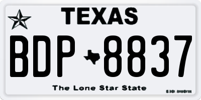 TX license plate BDP8837