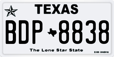TX license plate BDP8838