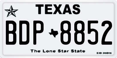 TX license plate BDP8852