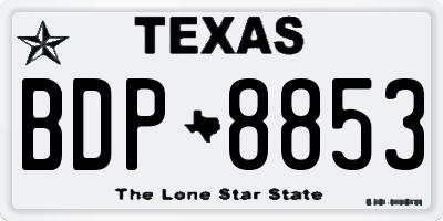 TX license plate BDP8853