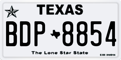TX license plate BDP8854