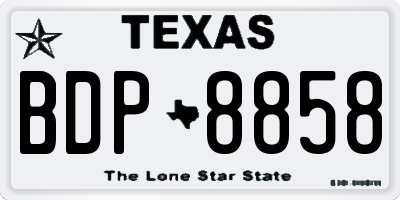 TX license plate BDP8858