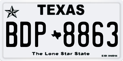 TX license plate BDP8863
