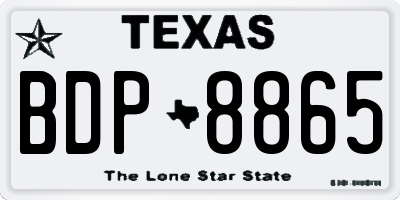 TX license plate BDP8865