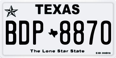 TX license plate BDP8870