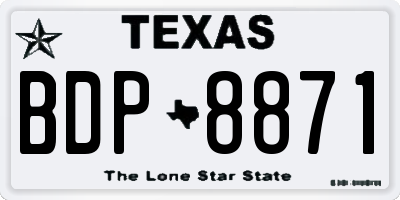 TX license plate BDP8871