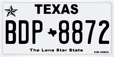 TX license plate BDP8872