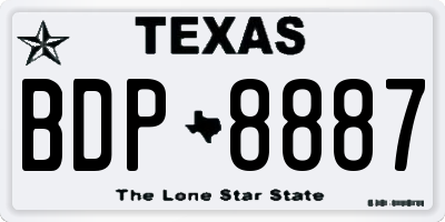 TX license plate BDP8887