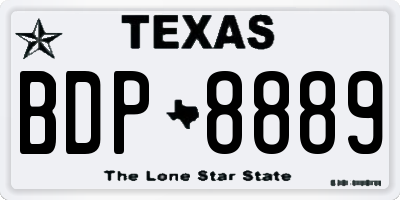TX license plate BDP8889