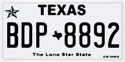 TX license plate BDP8892