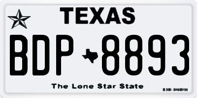 TX license plate BDP8893