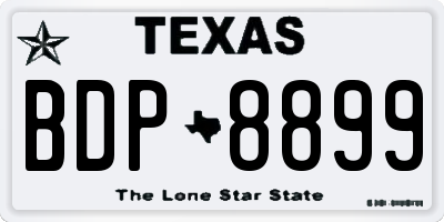 TX license plate BDP8899