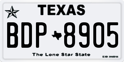 TX license plate BDP8905