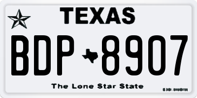 TX license plate BDP8907
