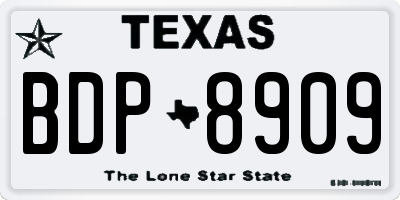 TX license plate BDP8909