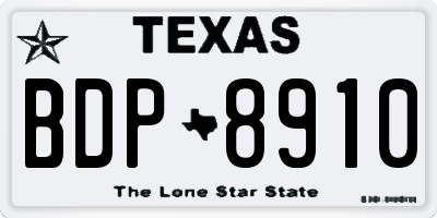 TX license plate BDP8910
