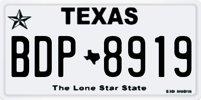 TX license plate BDP8919