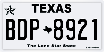 TX license plate BDP8921