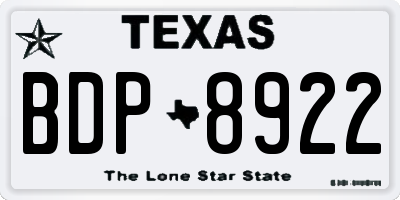 TX license plate BDP8922