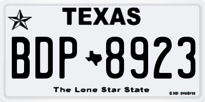 TX license plate BDP8923