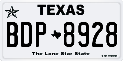 TX license plate BDP8928
