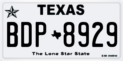 TX license plate BDP8929
