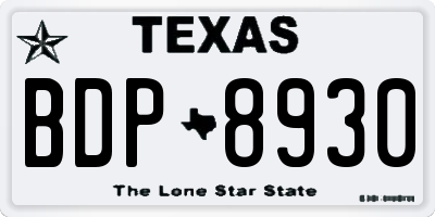 TX license plate BDP8930