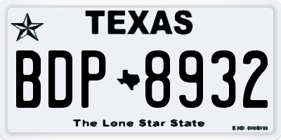 TX license plate BDP8932