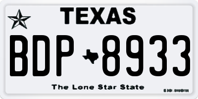 TX license plate BDP8933