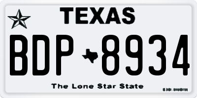 TX license plate BDP8934