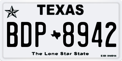 TX license plate BDP8942