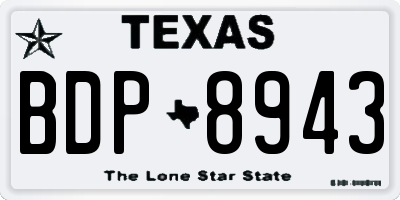 TX license plate BDP8943