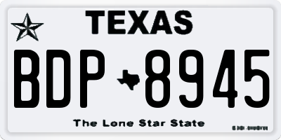 TX license plate BDP8945