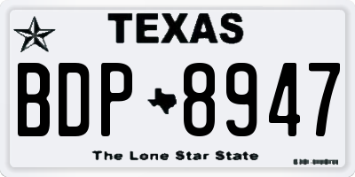TX license plate BDP8947