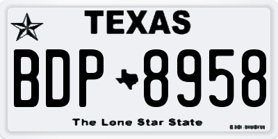 TX license plate BDP8958